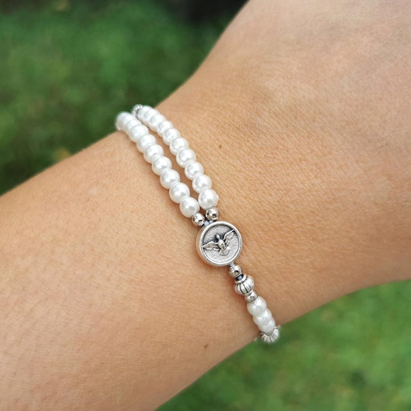 Holy Spirit Confirmation rosary bracelet | Catholic mom/girl gift | custom size and center medal | AndavyGifts Catholic gifts