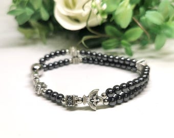 Heiliger Geist Rosenkranz Armband Geschenk für Männer oder Frauen mit Hämatitperlen, kleiner katholischer Stretch Rosenkranz | AndavyGifts