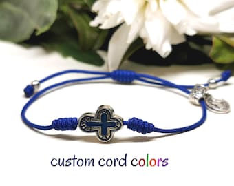 Blue Cord Cross Bracelet: St Benedict Medal, Catholic Protection