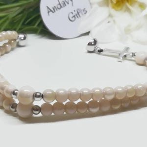 Bracelet chapelet fait main médaille miraculeuse extensible, chapelet unique en petites perles, petit chapelet catholique de 5 décennies | Bijoux catholiques AndavyGifts image 2