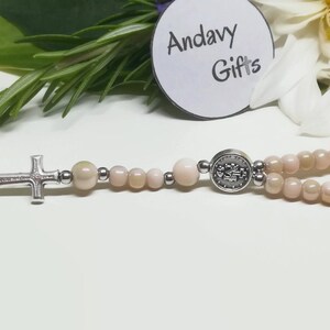Bracelet chapelet fait main médaille miraculeuse extensible, chapelet unique en petites perles, petit chapelet catholique de 5 décennies | Bijoux catholiques AndavyGifts image 4