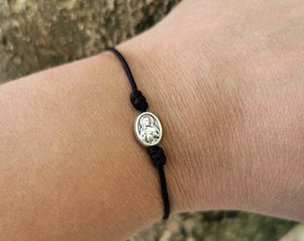 Sacred heart string bracelet bulk or single handmade Christian jewelry  gift for him, her, kids choose medal cord color AndavyGifts