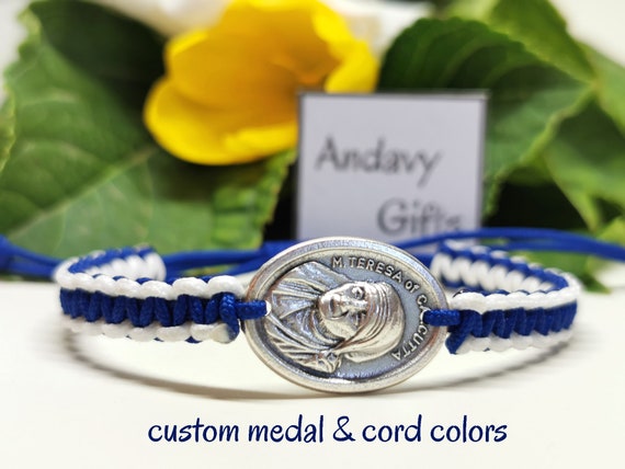 Saint Mother Teresa of Calcutta Macrame Bracelet Custom Catholic Faith Cord Bracelets With Sliding Knot Andavygifts Catholic Gifts Etsy Australia