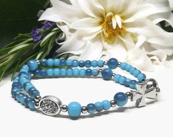 Bracciale rosario dell'Arcangelo Michele, rosario elastico unico con medaglia a scelta / AndavyGifts regali cattolici fatti a mano