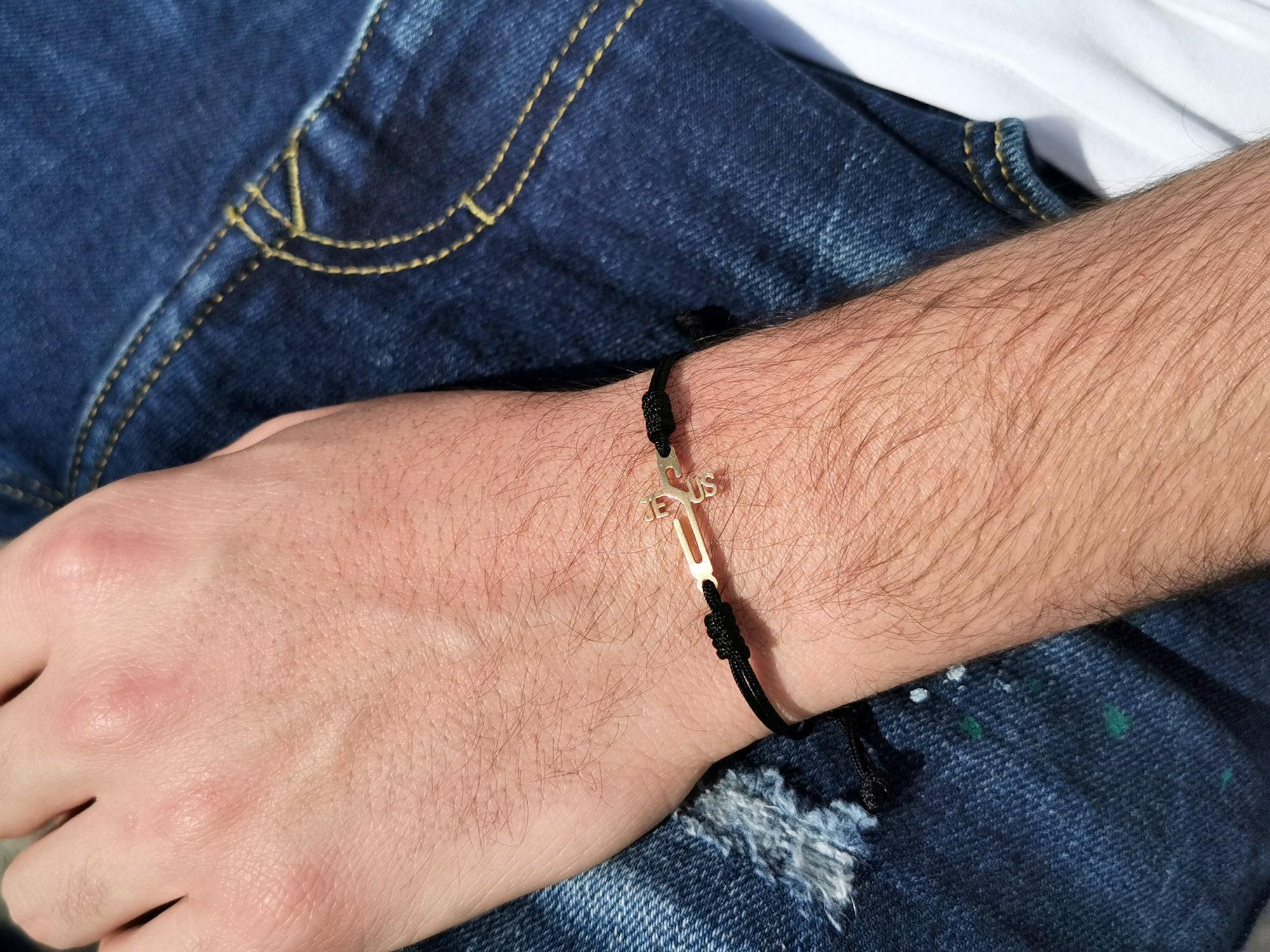 イエス・キリストの十字架ブレスレット：ステンレススチール、カスタム