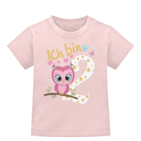 Eule Geburtstagsshirt Kinder 2. Geburtstag Mädchen 2 Jahre Baby T-Shirt Geschenk
