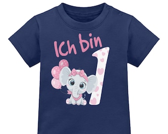 Elefant Geburtstagsshirt Kinder 1. Geburtstag Mädchen 1 Jahre Baby T-Shirt Geschenk