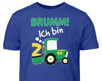 Tractor Birthday Shirt Kids 2nd Birthday Tractor Boy 2 Years T-Shirt Gift