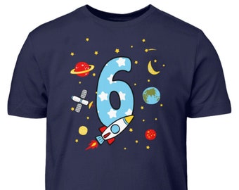 Rakete Geburtstagsshirt Kinder 6. Geburtstag Junge 6 Jahre T-Shirt Geschenk