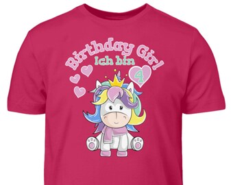 Einhorn Geburtstagsshirt Kinder 4. Geburtstag Mädchen 4 Jahre T-Shirt Geschenk
