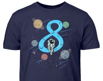 Astronaut Geburtstagsshirt Kinder 8. Geburtstag Jungen 8 Jahre T-Shirt Geschenk