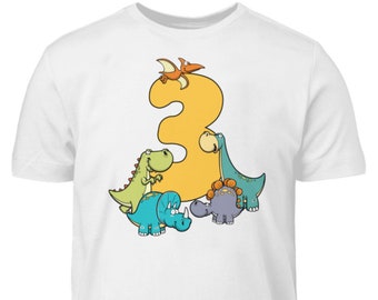 Dino Geburtstagsshirt Kinder 3. Geburtstag Junge 3 Jahre Dinosaurier T-Shirt Geschenk