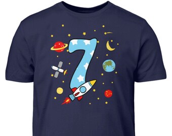 Rakete Geburtstagsshirt Kinder 7. Geburtstag Junge 7 Jahre T-Shirt Geschenk