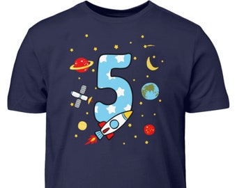 Rakete Geburtstagsshirt Kinder 5. Geburtstag Junge 5 Jahre T-Shirt Geschenk