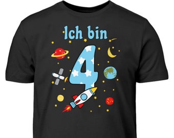 Geburtstagsshirt Kinder Rakete 4. Geburtstag Junge 4 Jahre T-Shirt Geschenk