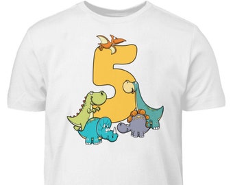 Dino Geburtstagsshirt Kinder 5. Geburtstag Junge 5 Jahre Dinosaurier T-Shirt Geschenk