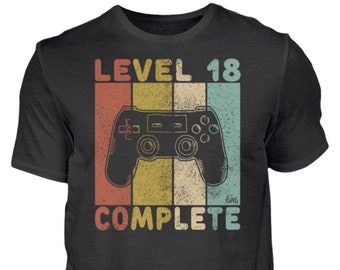 Geburtstagsshirt Männer 18. Geburtstag Mann 18 Jahre Vintage Gamer T-Shirt Geschenk