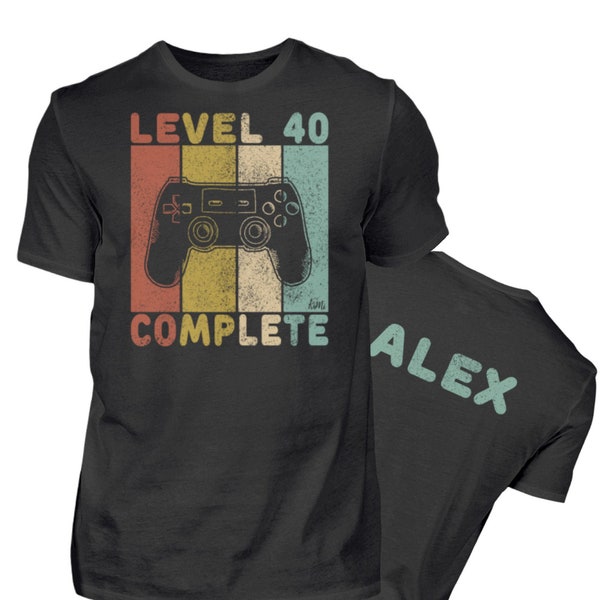 Birthday Shirt Men 40th Birthday Man 40 Years Vintage Gamer T-Shirt Personalized