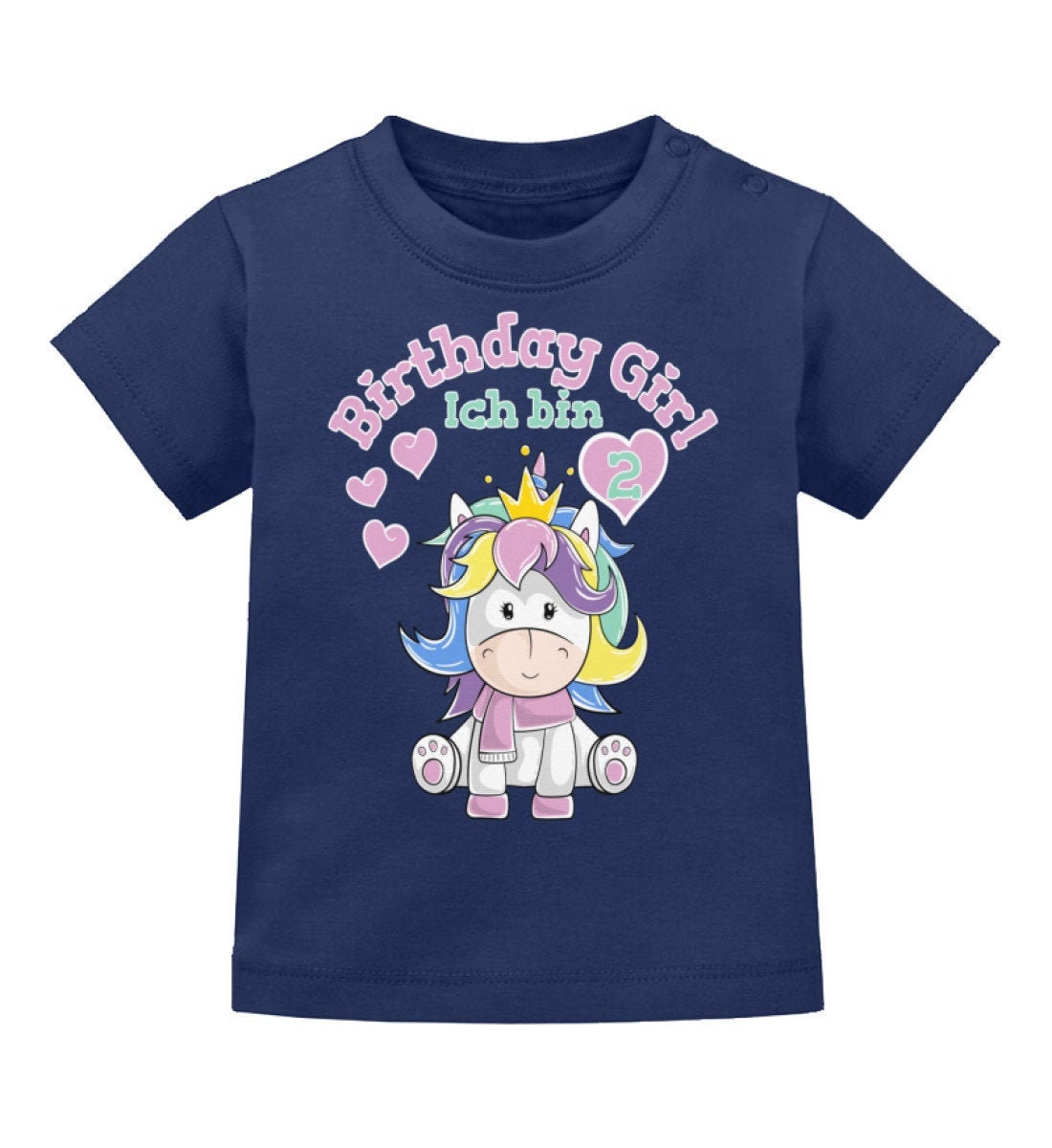 Unicorn Birthday Shirt Kids 2nd Birthday Girl 2 Years Baby T-Shirt Gift
