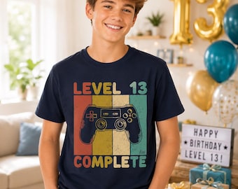 Level 13 Complete T-Shirt Gaming Birthday 13 Years Gift for 13th Birthday Boy Gamer Shirt Teenager Controller Birthday Shirt