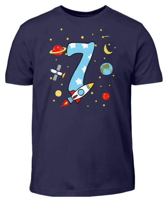 Rakete Geburtstagsshirt Kinder 7. Geburtstag Junge 7 Jahre T-Shirt Geschenk