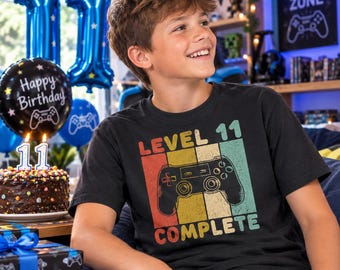 Geburtstagsshirt Jungen 11. Geburtstag Junge 11 Jahre Vintage Gamer T-Shirt Geschenk