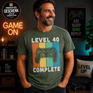 40 Geburtstag Shirt Herren Gamer – Level 40 Complete Gaming T-Shirt Geschenk Mann Retro Zocker