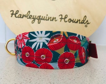 Festive Flora Whippet  or Greyhound Martingale Dog Collar