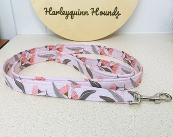 Australian Floral Pink Eucalyptus Blossom Fabric Dog Lead