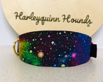 Cosmic Rainbow Whippet or greyhound Martingale Collar