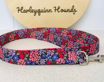 Shades Of Floral Fabric Dog Lead