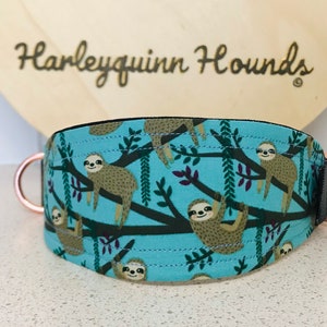 Sloths Whippet  or greyhound Martingale dog collar