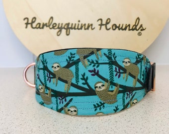 Sloths Whippet  or greyhound Martingale dog collar