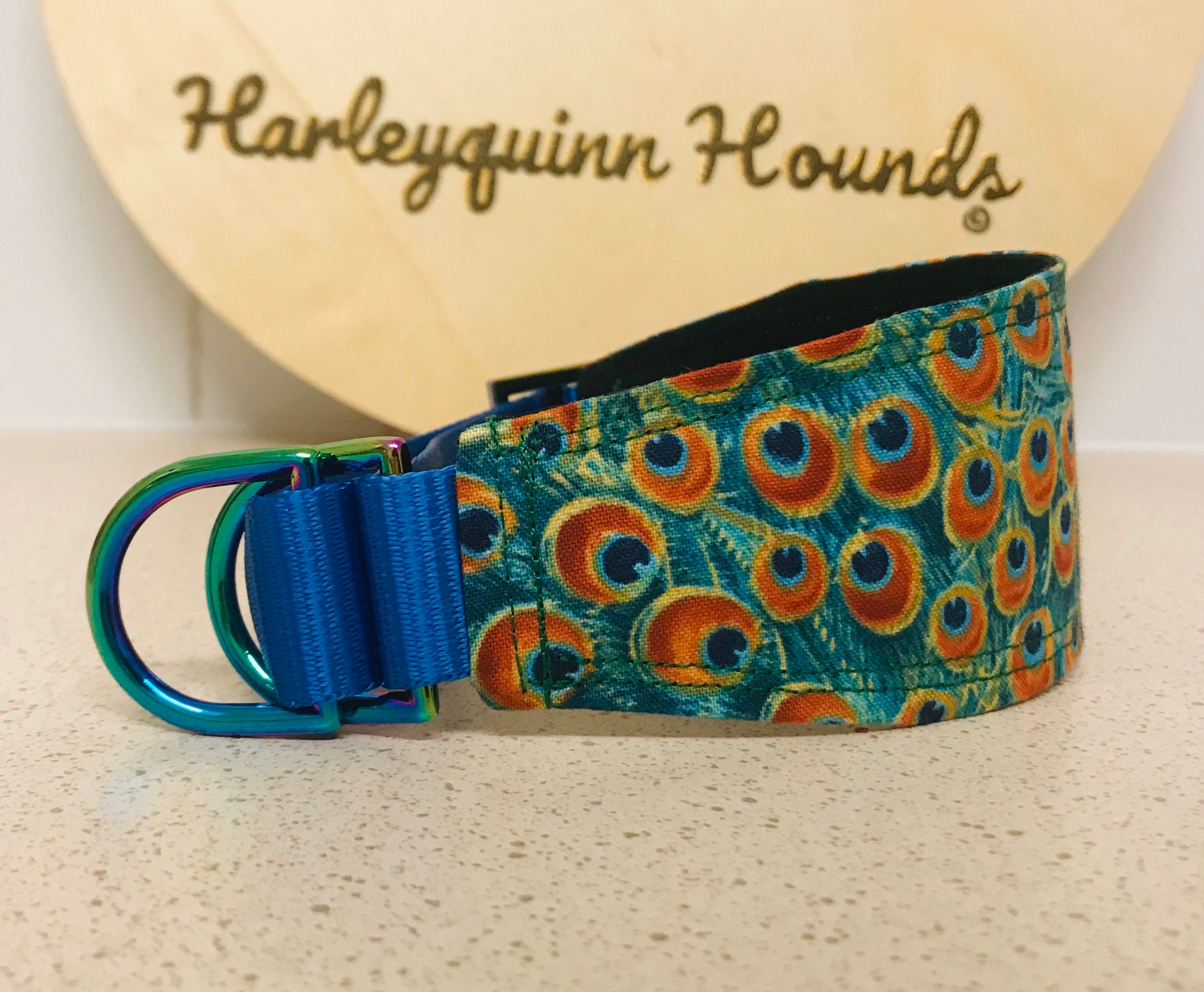 Peacock whippet or greyhound martingale collar Etsy