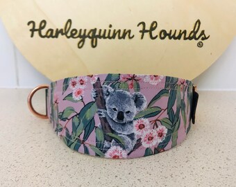 Australian Wildlife Pink Koala Whippet  or greyhound Martingale dog collar