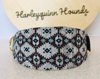 Aztec Brown Whippet or greyhound Martingale Collar