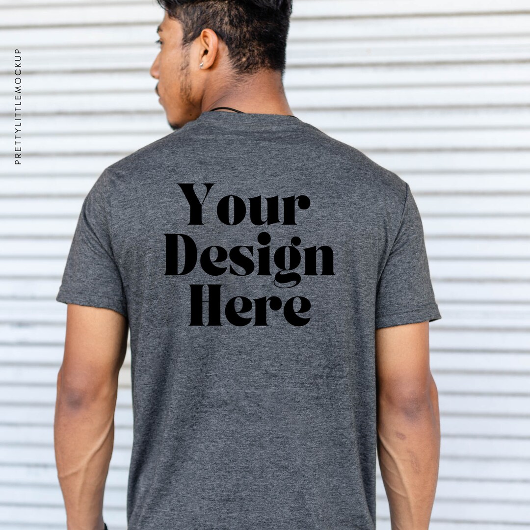 Bella Canvas 3001 CVC Mockup Bella Canvas Heather Dark Gray Shirt ...