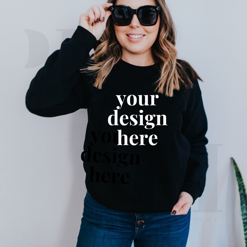 Download Sweatshirt Mockup Gildan 18000 Black Mockup | Etsy