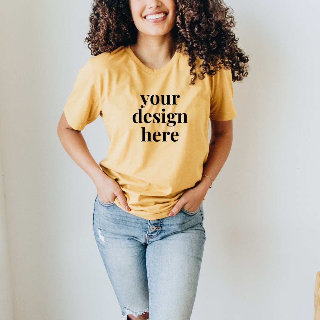 Printful, Bella Canvas 3001 Heather Mustard Mockup, Pretty Little ...