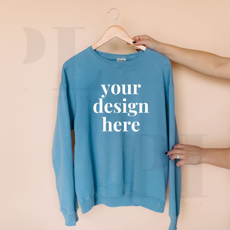 Comfort Colors 1566 Mockup Blue Jean Sweatshirt Mockup | Etsy