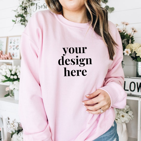 Gildan light pink sweatshirt hotsell