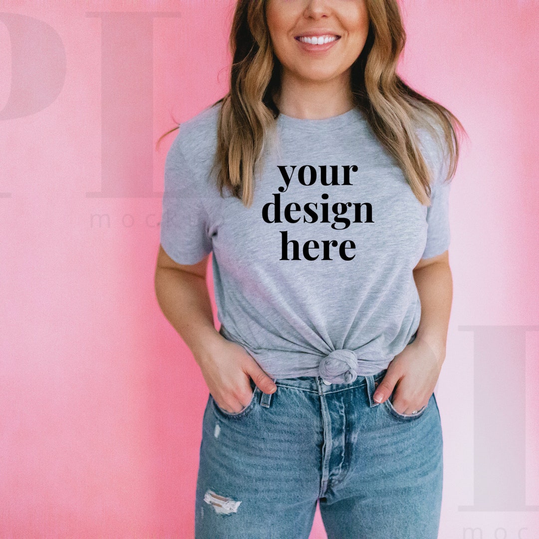 Bella Canvas Mockup, 3001, Athletic Heather - Etsy