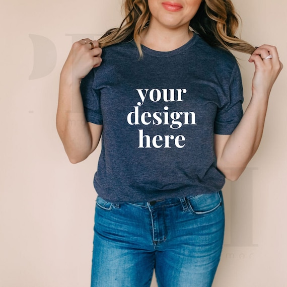 Download 3001 Mockup Bella Canvas T Shirt Mockup Heather Navy Etsy