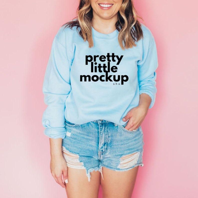 Download Sweatshirt Mockup Gildan 18000 Light Blue Shirt Mock up | Etsy