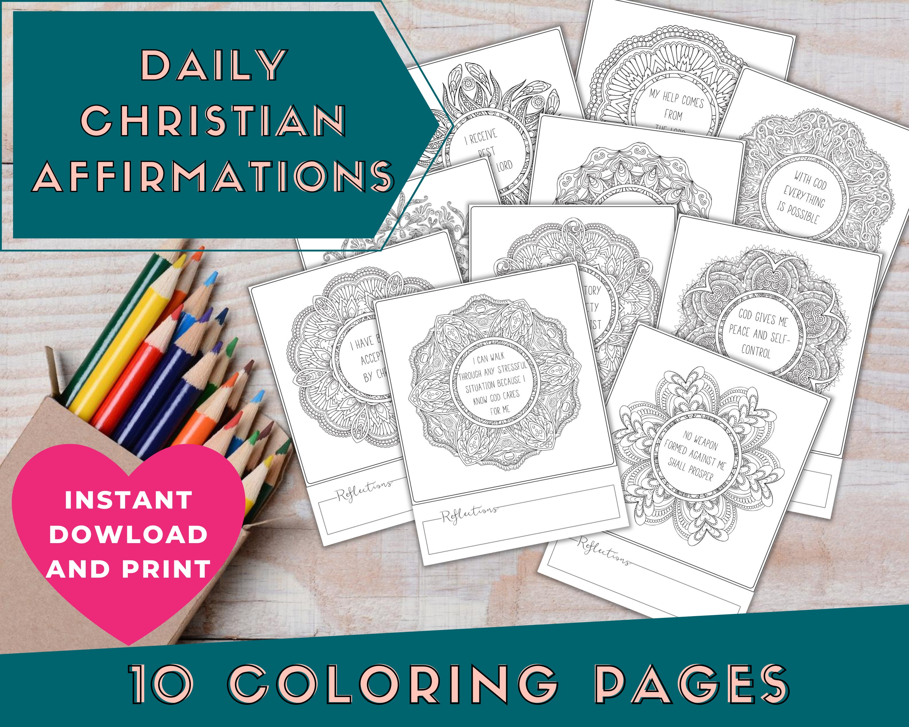 Printable Coloring Pages Adult Coloring Christian - Etsy