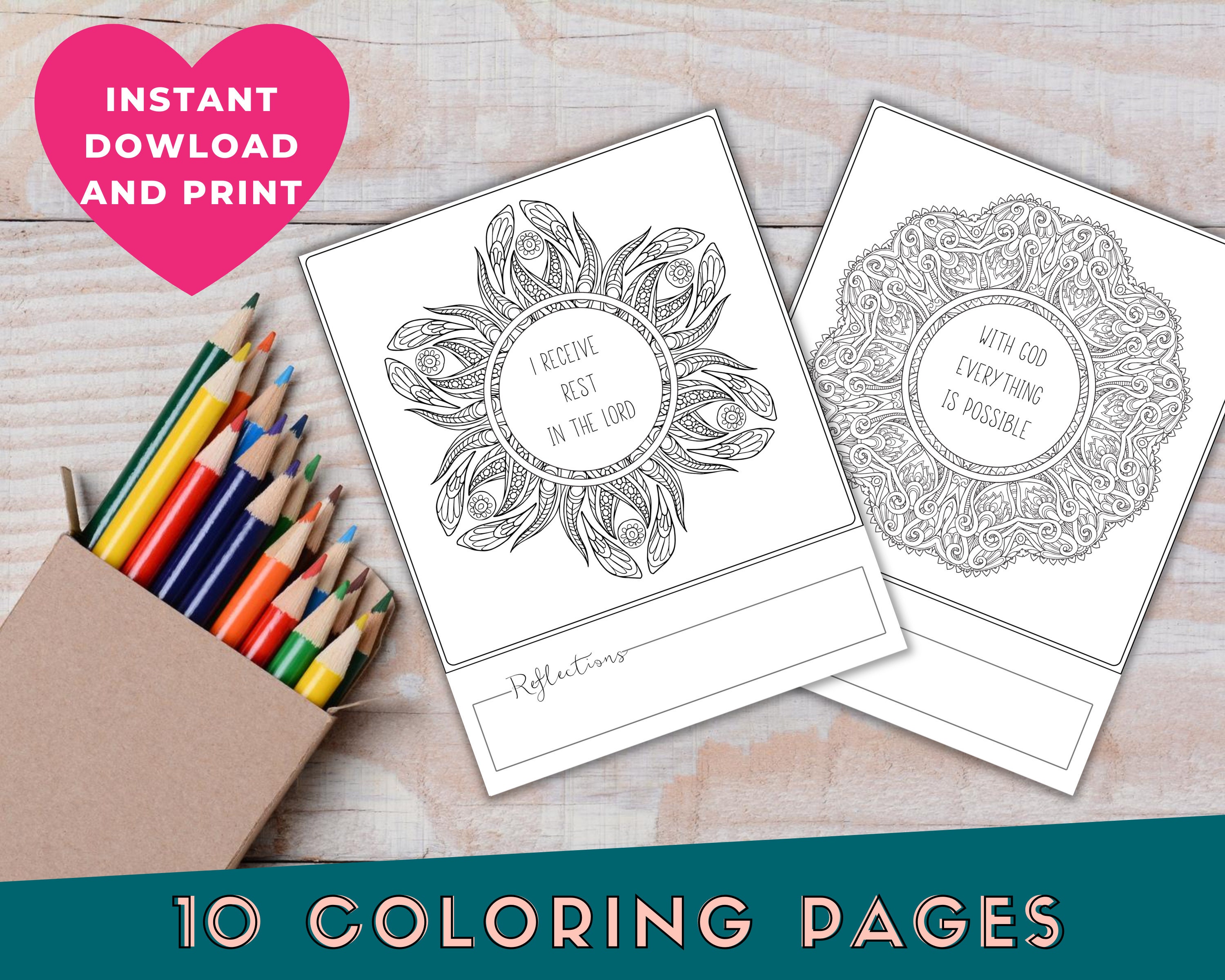 Printable Coloring Pages Adult Coloring Christian - Etsy