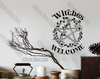 WT 394-Witches Kitchen Wall Tattoo Witch Cat Door Sticker