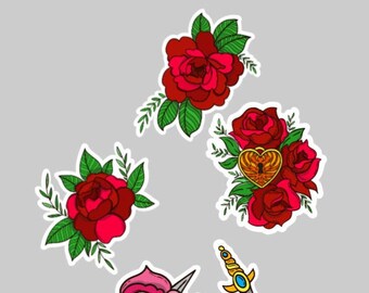 Rose Witchy Sticker Pack- 5 pc Rose Sticker Pack