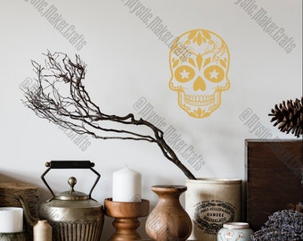 Sugar Skull Wall Decal- Removable Vinyl Decal- Sugar Skull Wall Decor