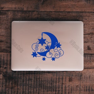 Starry Moon Car Decal- Astrologic Vinyl Sticker- Witchy Car Sticker